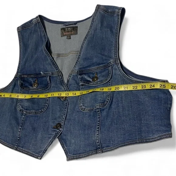Torrid Denim Button-up Short Vest Women 4X Blue Pockets Distressed Western Rodeo - Picture 8 of 14